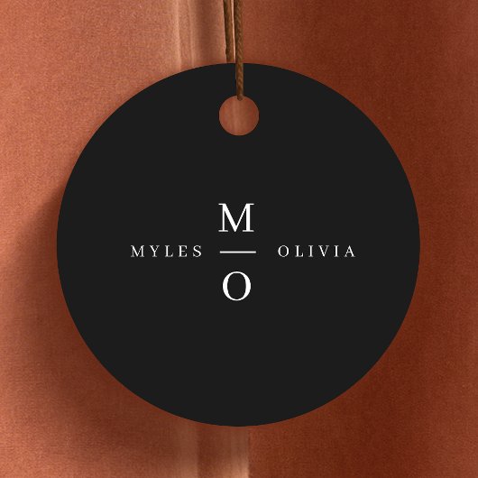 結婚のモノグラエレガントムミニマルスタイリッシュブラック フェイバータグ