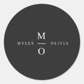 結婚のモノグラエレガントムミニマルスタイリッシュブラック ラウンドシール (正面)