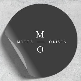 結婚のモノグラエレガントムミニマルスタイリッシュブラック ラウンドシール