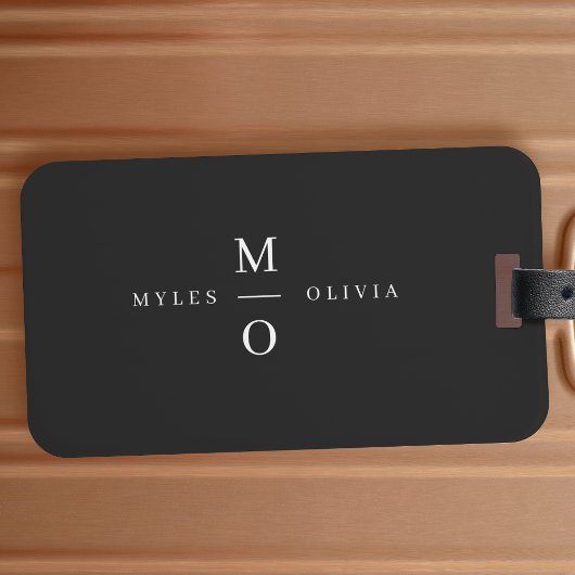 結婚のモノグラエレガントムミニマルスタイリッシュブラック ラゲッジタグ