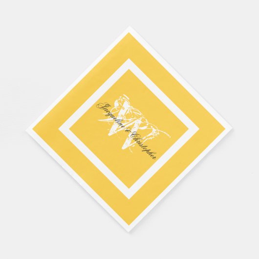 結婚のモノグラエレガントム文字シック黄色紙 スタンダードランチョンナプキン (角)