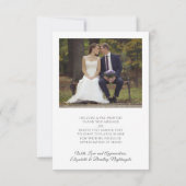 結婚のモノグラエレガントム白いハート写真 サンキューカード (裏面)