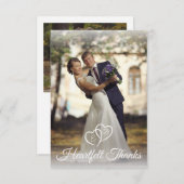 結婚のモノグラエレガントム白いハート写真 サンキューカード (正面/裏面)