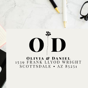 結婚のモノグラムエレガントカスタム差出人住所 セルフインキングスタンプ