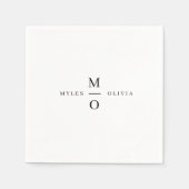 結婚のモノグラムエレガントミニマルシンプルリストホワイト スタンダードカクテルナプキン (正面)