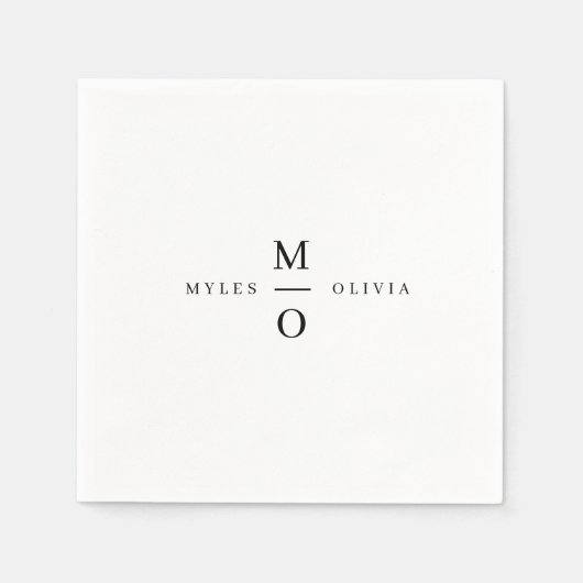 結婚のモノグラムエレガントミニマルシンプルリストホワイト スタンダードカクテルナプキン (正面)