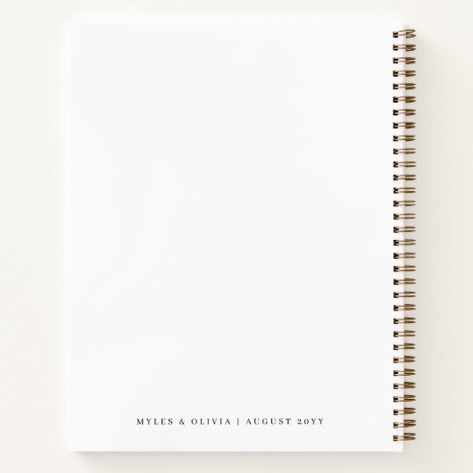 結婚のモノグラムエレガントミニマルシンプルリストホワイト ノートブック (裏面)