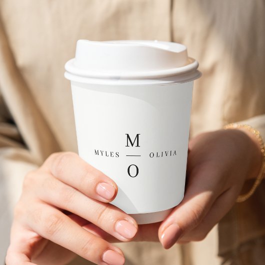 結婚のモノグラムエレガントミニマルシンプルリストホワイト 紙コップ