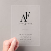 結婚のモノグラムエレガントミニマルシンプル主義者 アクリル招待状 (インサイチュ (ポータブル))