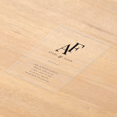 結婚のモノグラムエレガントミニマルシンプル主義者 アクリル招待状 (レイダウン)