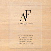 結婚のモノグラムエレガントミニマルシンプル主義者 アクリル招待状 (正面)