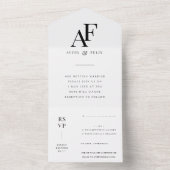結婚のモノグラムエレガントミニマルシンプル主義者 オールインワン招待状 (内側)