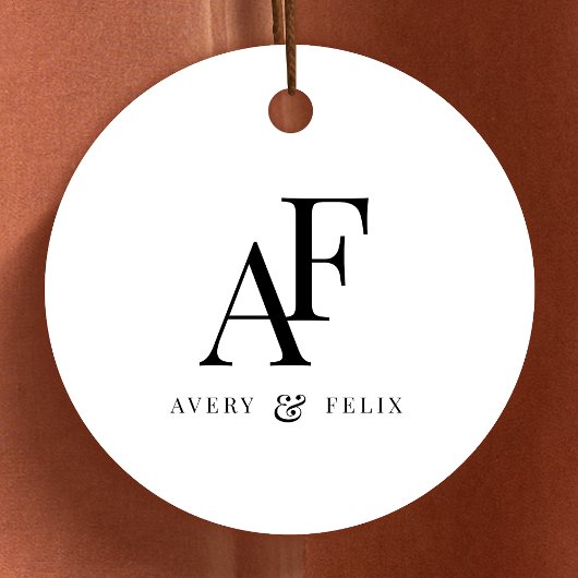 結婚のモノグラムエレガントミニマルシンプル主義者 フェイバータグ