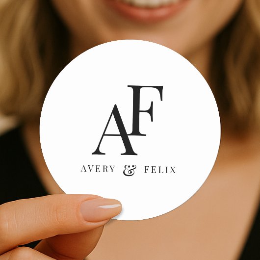 結婚のモノグラムエレガントミニマルシンプル主義者 ラウンドシール