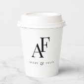 結婚のモノグラムエレガントミニマルシンプル主義者 紙コップ (正面)