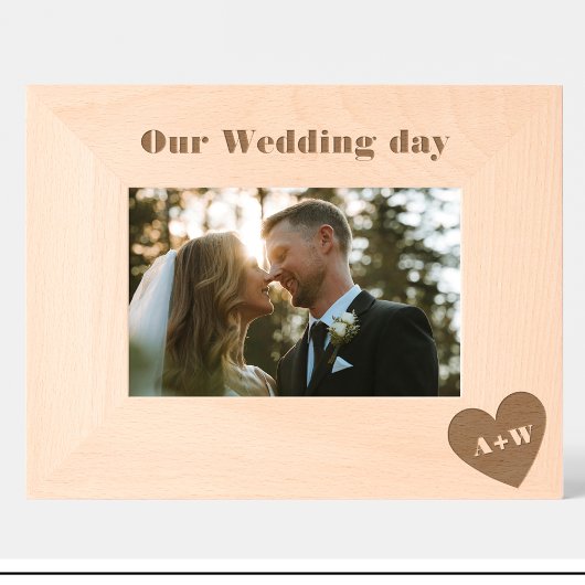 結婚のモノグラムカスタム写真枠 レーザー彫刻フレーム