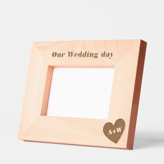 結婚のモノグラムカスタム写真枠 レーザー彫刻フレーム (左)