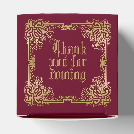 結婚のモノグラムクラシック金ゴールド枠ブルゴーニュ フェイバーボックス (上部)