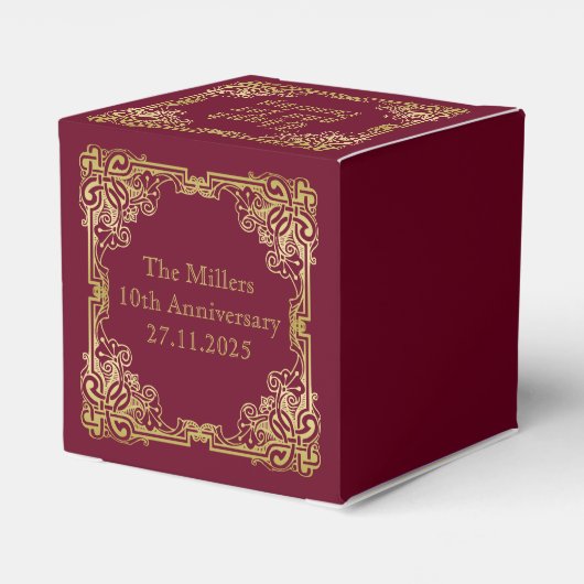 結婚のモノグラムクラシック金ゴールド枠ブルゴーニュ フェイバーボックス (裏面サイド)