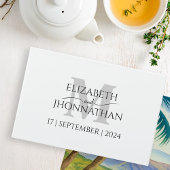 結婚のモノグラムミニマルシンプルリスト白黒 ゲストブック