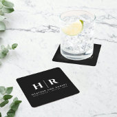 結婚のモノグラムモダンカスタムの花嫁と花婿 スクエアペーパーコースター