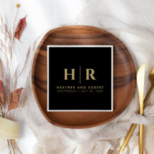 結婚のモノグラムモダンカスタムの花嫁と花婿