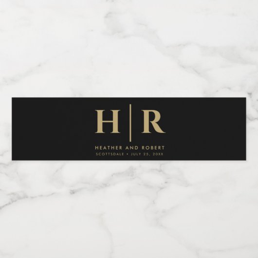 結婚のモノグラムモダンカスタムの花嫁と花婿 ペットボトルラベル (シングルラベル)