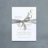 結婚のモノグラムモダン白黒カスタムQRコード 招待状