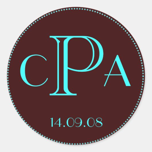 結婚のモノグラム好意ステッカーラベルラベル ラウンドシール (正面)