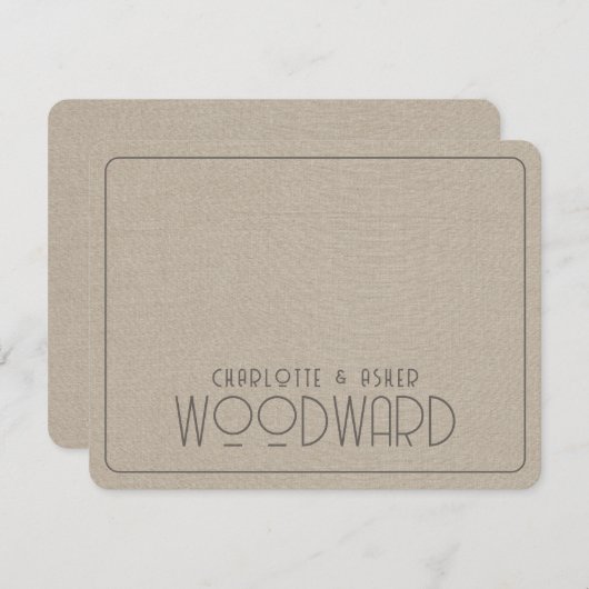 結婚のモノグラム新婚スモーキータウペリネン ノートカード (正面/裏面)