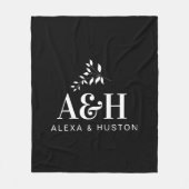 結婚のモノグラム新郎新婦ミニマルモダン フリースブランケット (正面)