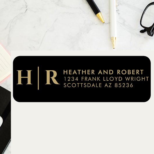 結婚のモノグラム新郎新婦差出人住所 ラベル