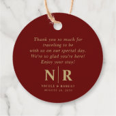 結婚のモノグラム歓迎抱き枕またはバスケット フェイバータグ (裏面)