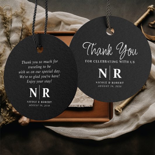 結婚のモノグラム歓迎抱き枕またはバスケット フェイバータグ