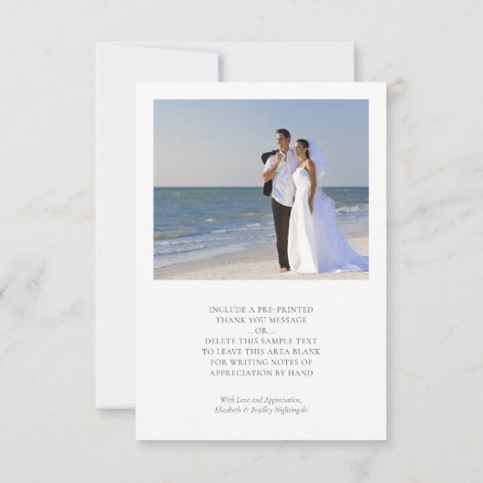 結婚のモノグラム白ハート2枚の写真スクリプト サンキューカード (裏面)