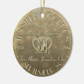 結婚のモノグラム記念日金ゴールド色 セラミックオーナメント (左)