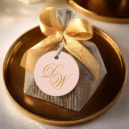 結婚のモノグラム赤面ピンクシンプルクエレガントスクリプト フェイバータグ