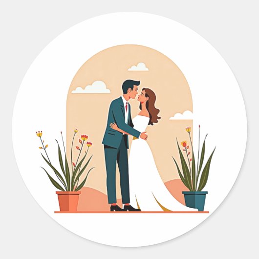結婚のモメントステッカー ラウンドシール (正面)