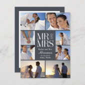 結婚のモンタ結婚ージ発表 – グレー 案内ポストカード (正面/裏面)