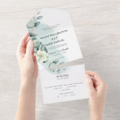 結婚のユーカリのセージ全て一招待状 オールインワン招待状 (貼ってはがせる)