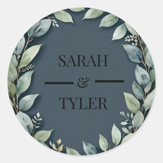 結婚のユーカリリースシール ラウンドシール (正面)