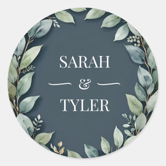 結婚のユーカリリースシール ラウンドシール (正面)