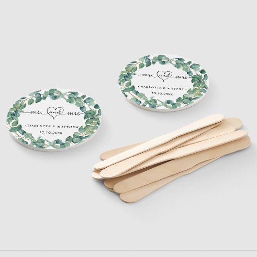 結婚のユーカリリースミセス・ハート名 ハンドファン (組立なし)