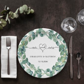 結婚のユーカリリースミセス・ハート名 ペーパープレート