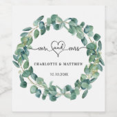 結婚のユーカリリースミセス・ハート名 ワインラベル (シングルラベル)