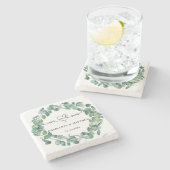 結婚のユーカリリースmr mrs save date ストーンコースター (横)