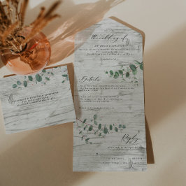 結婚のユーカリ植物学モダン招待状+ rsvp オールインワン招待状