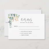 結婚のユーカリ植物学RSVP 出欠カード (正面)