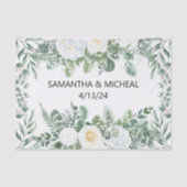 結婚のユーカリ白フローラ水色 薄葉紙 (正面)