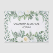 結婚のユーカリ白フローラ水色 薄葉紙 (正面)